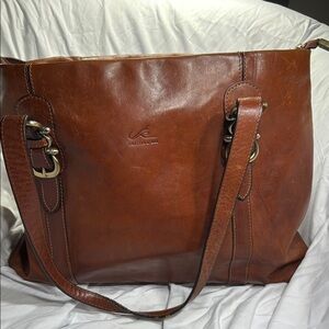 Cristian Rut  leather hand bag with Double Shoulder Straps brown